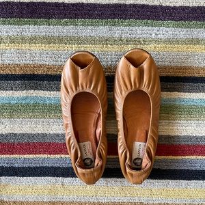 Lanvin peep toe scrunchy ballet flat